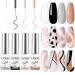 Supwee 4 colors nail art liner gel polish set white black silver champagne French reflective glitter uv gel nail polish set disco glitter painting for nail design uv-gel 127