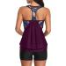 Yonique Dark Purple X-Large Two Piece Tankini Swimsuit Set | Blouson Swim Top with Boy Shorts | Women's Athletic Swimwear - Buy Online on SooperMarket.com