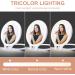 Foldable Double Sided Tabletop Mirror - Rechargeable Lighted Magnifying 10X and 1X Mirror with 3 Colors Light - Adjustable Foldable Handle for Makeup/Travel - 07x08inches - Buy Online on SooperMarket.com