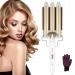 Ten-Tatent Hair Waver 3 Barrel Hair Curler Curling Iron 25mm with 2 Temperature Control 30s Quick Heating for Long or Short Hair Styling with Heat Resistant Glove(Gold)