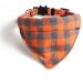 Luxury Cat Collars with Bow Tie and Bell | Safe Quick Release Breakaway Buckle (Orange & Grey Chequered Bandana)
