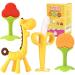 Baby Teething Toys Silicone Baby Teether Soothe Babies Gums Banana Toothbrushes Fruit Shape Giraffe Teething Toys with Storage Case/Bpa-Free Teether Set for Toddler 4 PACK