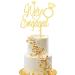 Arthsdite We're Engaged Cake Topper Bridal Shower Cake Pick Decorations for Wedding Engagement Theme Party Decorations Supply - Gold Glitter Gold We Are Engaged Cake Topper