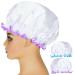 G2PLUS 2PCS Large Shower Cap for Long Hair 32CM Clear Hair Caps for Girls and Women Reusable Elastic Bath Caps for Girls Spa Home Use