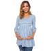 Love2Mi Women Maternity Blouse A Line Pregnancy Shirt 3/4 Bell-Sleeve Striped Maternity Clothes L Sky Blue Stripe