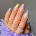 Justotry 24 pieces of almond nails to stick on short multi -colored French artificial nails swirl oval artificial nails press on nails acrylic fingernails finger nails short for women rainbow french 1