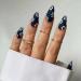 RUNRAYAY Black Press on Nails Medium with Daisy Design Fack Nails for Women Girls Nude Nails Press on Full Cover Nails Tips for Spring Summer Salon Nail