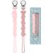 Kowlone Dummy Clips Boys Girls Koala Bear Silicone Soother Pacifier Chain Flexible Binky Holder Set with Texture for Teething Baby Dummies 1-Piece Design(Pink) B: Grey Blue
