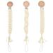 Pacifier Clip for Baby Girls and Boys Braided Baby Pacifier Clips Boho Pacifier Holder Handmade Pacifier Strap Wooden Paci Clip Toy Straps Neutral Pacifier Clips 3 Pack Natural 1