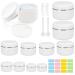 10 Pcs Cosmetic Sample Jars 10/20/30/50/100ml Plastic Refillable Travel Pots for Toiletries Empty Cosmetic Container Pots with Mini Spatulas Spoon and Labels for Makeup Beauty Nails