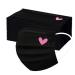 50Pcs Black Disposable Face_Mask with Designs for Women Men Adults, Cute Heart Printed Paper Face_mask for Mouth Protection (F)
