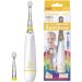 BabySmile Kids Sonic Electric Toothbrush for Ages 0-12 Years (Made in Japan) with Rainbow LED and Smart Timer, 2-Stage Baby and Toddler Toothbrush with 2 Ultra Soft Brush Heads (Yellow)