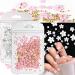 3D Flower Caviar Beads Nail Art Decals Charms for Nails, White Pink 3D Acrylic Flower Nail Charms with Pearl Golden Caviar Beads for Women DIY Manicures Salon Accessories ##-2