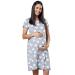 HAPPY MAMA. Women's Labor Delivery Hospital Gown Breastfeeding Maternity. 434p 8-10 Grey Melange With Stars