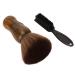 Neck Duster and Black Plastic Brush Fast Cleaning Neck Dust Brush with Nylon Bristles and Wooden Handle Neck Hair Cleaning Brush with Stand Up Base Practical Barber Accessories for Hair Cutting