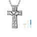 U7 Women's Cremation urn necklace for ash cycle of life/Celtic knot/dog feet/wings/crucifix/cylinder urn chain stainless steel pendant chain fire burial jewelry for men crucifix-silver not adaptable