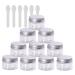 Tianzd 12 pieces small 20 ml transparent plastic empty cream can with silver lid 20 g empty socket screw box sheet metal cans cosmetic containers 6 pieces spatula transparent 20ml