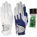 Zero Friction Ladies Compression-Fit Synthetic Golf Glove 2 Pack Includes free tee pack Universal-Fit - White-Blue