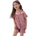 SWOMOG Kids Silk Pyjamas Set | Short Sleeve Button-Down Satin PJs | Misty Rose | Ages 4-16 - Buy Online on SooperMarket.com