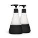 Cleancult Glass Hand Soap Dispenser with Pump, Refillable Glass 12oz Container, Shatter Resistant, Hand Soap Body Wash, Non-Slip Grip Clear Frosted Finish, Kitchen & Bathroom Sink 2 Pack - Matte Black