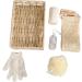 PLAFOPE 3-Piece Bath Flower Set with Rectangular Basket and Body Scrubber - Body Cleaning Kit with Loofah - 30x20cmx3pcs - Buy Online on SooperMarket.com