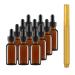 Culinaire Glass Dropper Bottle Amber Glass Eye Dropper Bottles for Essential Oil Serum and Liquid Extract with Glass Eye Droppers and Gold Glass Pen, 1oz, Pack of 12 1 Oz - 12 Pack