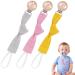 Vicloon Baby Dummy Clips 3 Pcs Dummy Clip Boys Girls Wooden Dummy Clips for Baby Soother Pacifier Chain Holder Clips BPA Free Baby Dummy Chain for Teether Toy or Soothie pink/gray/yellow