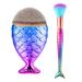 Tvoip 2PCS Fishtail Bottom Brush Powder Blush Makeup Cosmetic Mermaid Brushes Tool Fish Scale Makeup Brush mermaid brush fondation pinceles