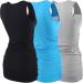 ZUMIY Maternity Nursing Top - Women's Cotton V-Neck Ruched Waist Double Layered Tank - Black/Grey/Lake Blue 3-Pack - Buy Online on SooperMarket.com