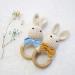Buy Organic Baby Wooden Teether Crochet Bunny Rattle Pacifier Bracelet - Ideal for Teething Toddlers | International Shipping Available - Buy Online on SooperMarket.com