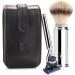 M hle Travel Set - Silvertip Fibre Brush & Gillette-Compatible Razor in Black Leather Case | Premium Shaving Accessories for International Shipping - Buy Online on SooperMarket.com