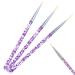 Peutpy 3 piece nail art liner brush violet professional detail brush set acrylic brushes UV gel and acrylic finger nails Nailart manicure nail accessories brush salon tools