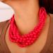 Shop Wiwpar Simulated Pearl Cluster Necklace Set | Multi Strand Twisted Pearl Jewelry - Pink Statement Bib Collar - Buy Online on SooperMarket.com