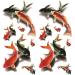 Oottati 2 Sheets Waterproof Arm Hand Temporary Tattoo Stickers 3D Red Black Koi Carp Fish Look Real and Last Long 3D-029