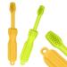 CLdy baby biting toys 2 pieces of children's toothbrush toothing aid bite ring made of silicone BPA-free stimulating and massaging wound gums baby toys from 3 months yellow-green