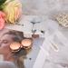 Portable mirror with marble surface contact lens container made of marble square for soaking contact lenses with lentil cleaner solution bottle tweezer remover (rose gold) contact lens