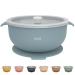 Olgs Silicon bowl with lid & suction cup for baby and children |Children's dishes silicone bowl for young blue |BPA-free dishwasher-safe easy to clean |Breischale slipproof (ether)