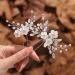 Gorais Flower Bride Wedding Hair Pins Silver Rhinestone Bridal Hair Pieces Pearl Hair Clips Hair Accessories for Women and Girls (Pack of 2)