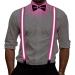 Ausolee Suspenders Men Luminous Men's LED Suspenders and Bow Tie 2 Pieces/Set for Music Festival Halloween Costume Party Purple