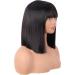 MapofBeauty 12 Inch/30 cm Straight Bob Flat Bangs Short Colorful Synthetic Hair Cosplay Party Wig (Black) - Buy Online on SooperMarket.com