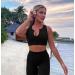 QINSEN Ribbed Seamless Crop Tank & High Waist Yoga Leggings Set - Large Black - Buy Online on SooperMarket.com