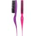 2 Pieces Boar Bristle Brush Comb Hair Teasing Brush for Women Men Salon Boar Nylon Bristle Beauty Styling Backcombing Brush (Fuchsia and Purple)