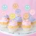 Whaline 36Pcs Preppy Smile Face Cupcake Toppers 6 Designs Paper Cake Decor Cute Cupcake Picks for Y2K Bachelorette Birthday Party Supplies Photo Booth Props - Buy Online on SooperMarket.com
