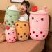 HPORY Bubble Tea Plush Pillow - Cute Boba Milk Tea Cup Toy with Strawberries - Soft Stuffed Throw Pillow for Kids - Green 35cm - Buy Online on SooperMarket.com