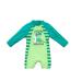 BONVERANO Baby Boys Swimsuit Toddler Bathing Suit Long-Sleeve Zipper One Piece Swimwear with UPF 50+ Sun Protection Green Dinosaur 12-18 Months