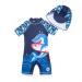 BONVERANO Baby Boys Swimsuit Toddler Bathing Suit Short-Sleeve Zipper One Piece Swimwear with UPF 50+ Sun Protection 6-9 Months Surf Shark