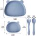 Qshare Suction Baby Plate and Bowl Set with Fork Spoon - BPA Free Silicone Feeding Set for Babies and Toddlers - Buy Online on SooperMarket.com