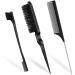 Qufiiry 3Pcs Slick Back Hair Brush Set Double-Sided Edge Brush Hard Bristle Brush and Rat Tail Hair Comb Teasing Hair Edge Brushing Slicking Hair for Women Men Kids Black