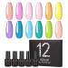 Gel Nail Polish Set 12Pcs 7ml Pink Green Nude Purple Long Lasting Kit Candy Colors Series Soak Off LED/UV Lamp Suitable As A Gift for Women To DIY At Home  Yellow Orange Blue Green Pink Purple
