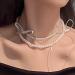 OralGos Elegant Adjustable Double Layer Choker Necklace - Stylish Silver Leather Bow Chain Jewelry for Women & Girls - Buy Online on SooperMarket.com